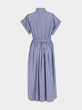 Miu Miu Blue Striped Poplin Midi Shirt Dress