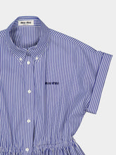 Miu Miu Blue Striped Poplin Midi Shirt Dress