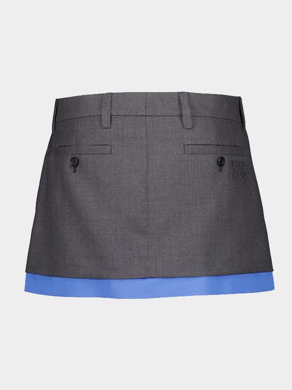 Anthracite Gray Gabardine Miniskirt