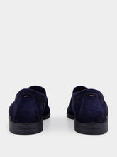 Santoni Blue Suede Calf Leather Loafers