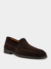 Santoni Brown Suede Calf Leather Loafers