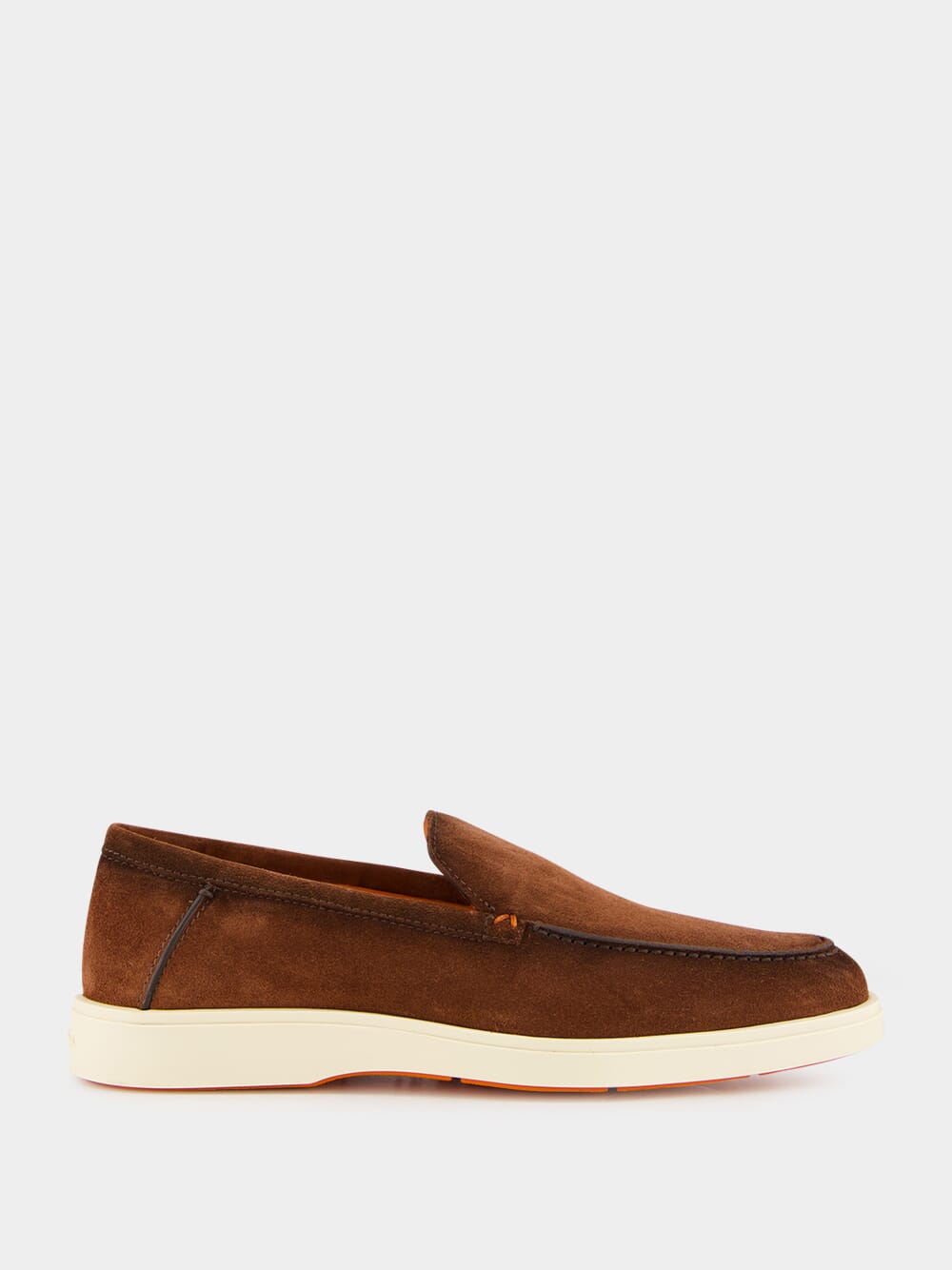 Brown Almond-Toe Suede Loafers