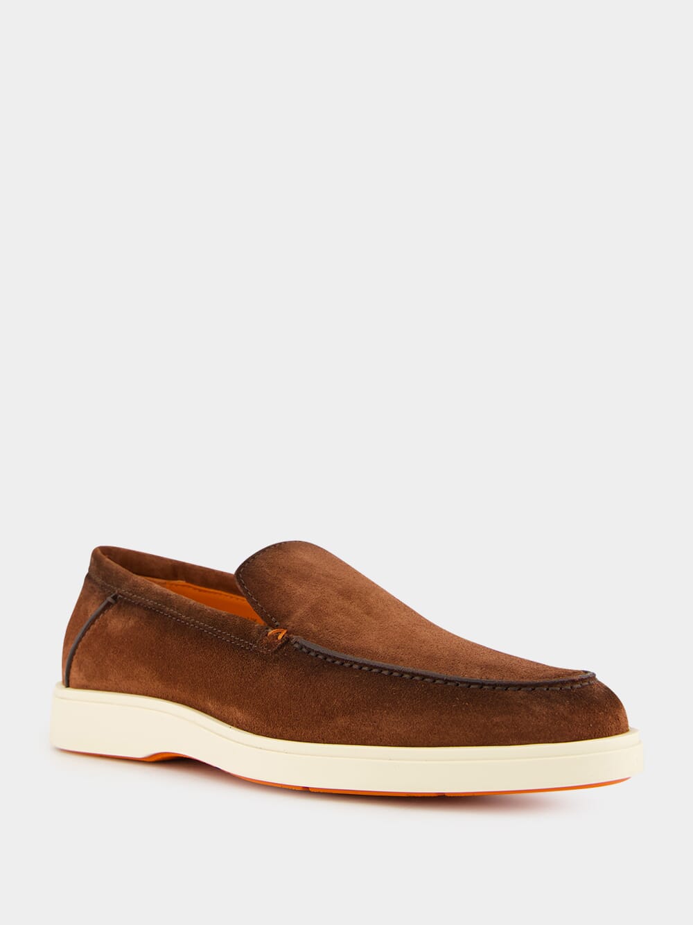 Brown Almond-Toe Suede Loafers