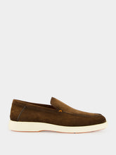 Santoni Dark Brown Suede Loafers with Rubber Sole