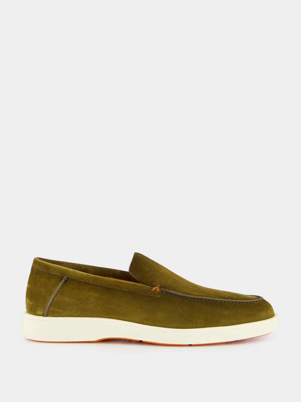 Green Suede Loafers with Rubber Sole