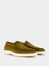 Green Suede Loafers with Rubber Sole | PDP - Fashion Clinic