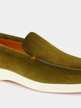 Green Suede Loafers with Rubber Sole | PDP - Fashion Clinic