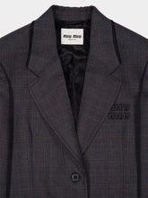 Miu Miu Slate Grey Prince of Wales Checked Jacket
