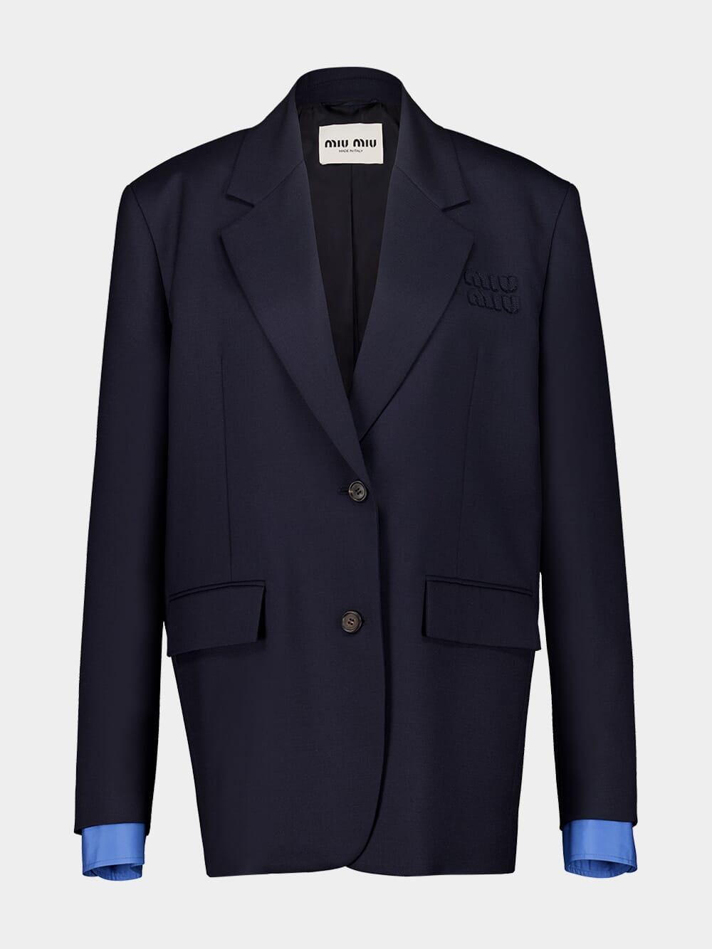 Navy Single-Breasted Gabardine Jacket