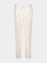 Brunello Cucinelli Off-White Linen Cotton Drawstring Trousers