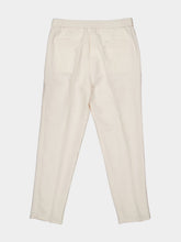 Brunello Cucinelli Off-White Linen Cotton Drawstring Trousers