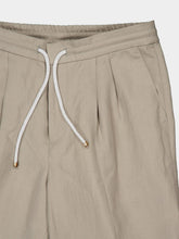 Brunello Cucinelli Khaki Green Linen Cotton Drawstring Trousers