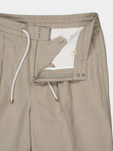 Brunello Cucinelli Khaki Green Linen Cotton Drawstring Trousers