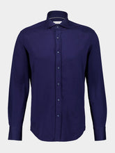 Brunello Cucinelli Navy Cotton Piqué Shirt