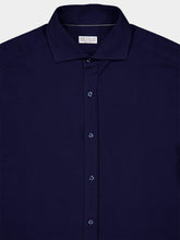 Brunello Cucinelli Navy Cotton Piqué Shirt