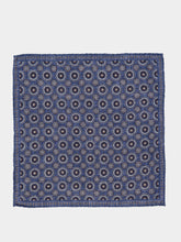 Brunello Cucinelli Blueberry Medallion Silk Pocket Square