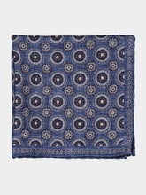 Brunello Cucinelli Blueberry Medallion Silk Pocket Square