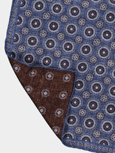 Brunello Cucinelli Blueberry Medallion Silk Pocket Square