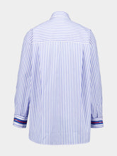 Paula Mirabi Blue Stripes Oversized Relaxed Fit Striped Shirt