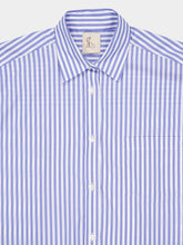 Paula Mirabi Blue Stripes Oversized Relaxed Fit Striped Shirt