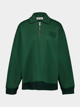 Miu Miu Green Zipped Neck Cotton Sweater