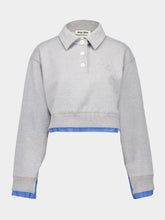Miu Miu Grey Cropped Mother of Pearl Buttons Sweatshirt