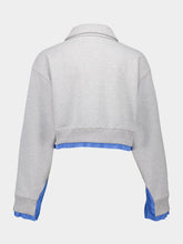 Miu Miu Grey Cropped Mother of Pearl Buttons Sweatshirt
