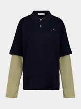 Miu Miu Navy and Olive Layered Jersey Polo Shirt