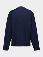 Miu Miu Navy Blue Cotton Pullover with Contrast Collar