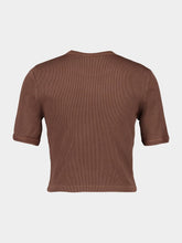Miu Miu Brown Embroidered Cotton T-Shirt