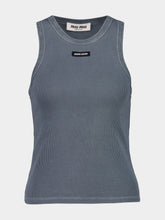 Miu Miu Grey Ribbed Knit Tank Top