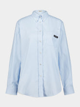 Miu Miu Logo-Print Long-Sleeve Poplin Shirt