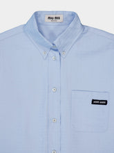 Miu Miu Logo-Print Long-Sleeve Poplin Shirt