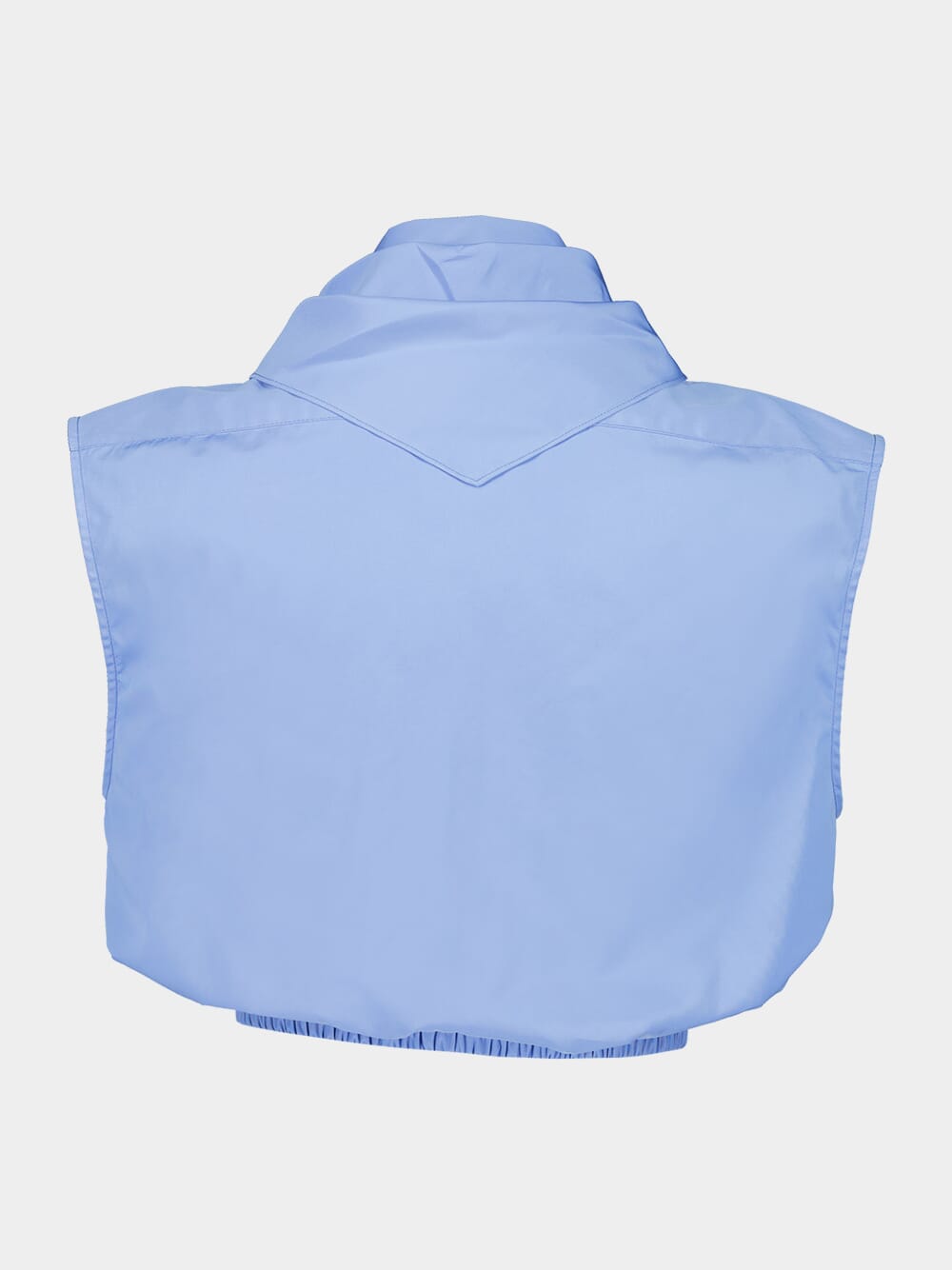 Blue Sleeveless Shirt with Bow Neck