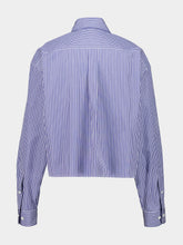 Miu Miu Blue Striped Cotton Shirt with Thread Embroidery