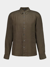James Perse Army Green Classic Linen Shirt