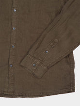 James Perse Army Green Classic Linen Shirt