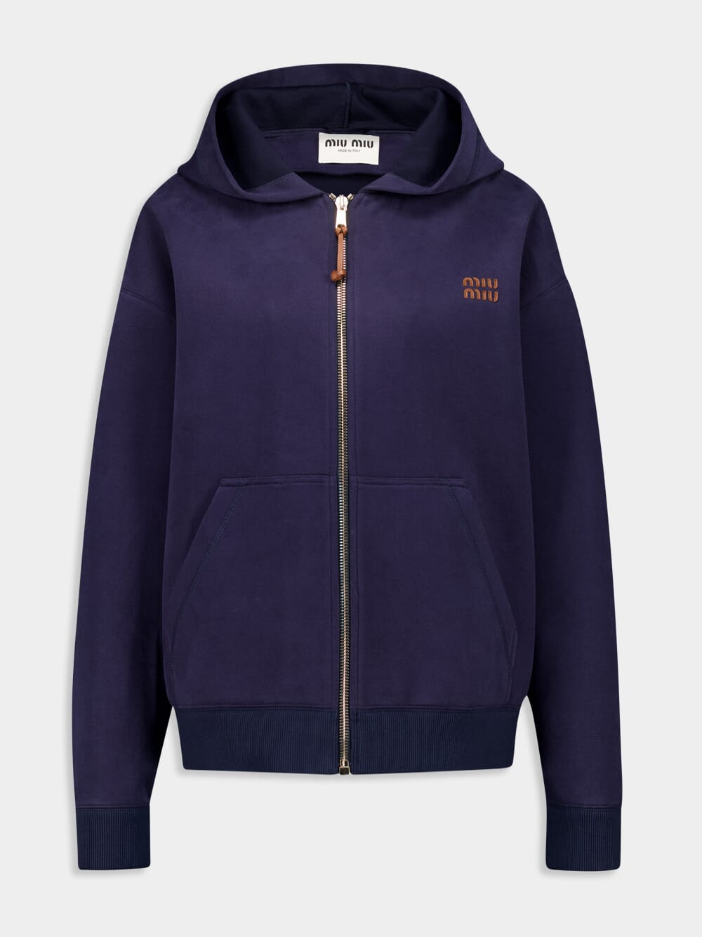 Miu Miu Navy Jersey Hoodie Jacket | Fashion Clinic