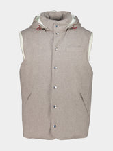 Brunello Cucinelli Sand Bonded Wool Flannel Down Vest