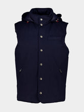 Brunello Cucinelli Navy Bonded Wool Flannel Down Vest