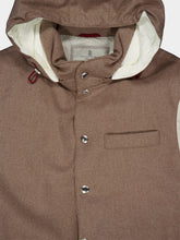 Brunello Cucinelli Hazelnut Bonded Wool Flannel Down Vest with Detachable Hood