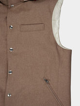 Brunello Cucinelli Hazelnut Bonded Wool Flannel Down Vest with Detachable Hood