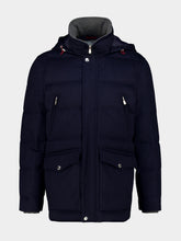 Brunello Cucinelli Blue Bonded Wool Flannel Down Parka
