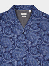 Brunello Cucinelli Marine Paisley Linen Camp Collar Shirt