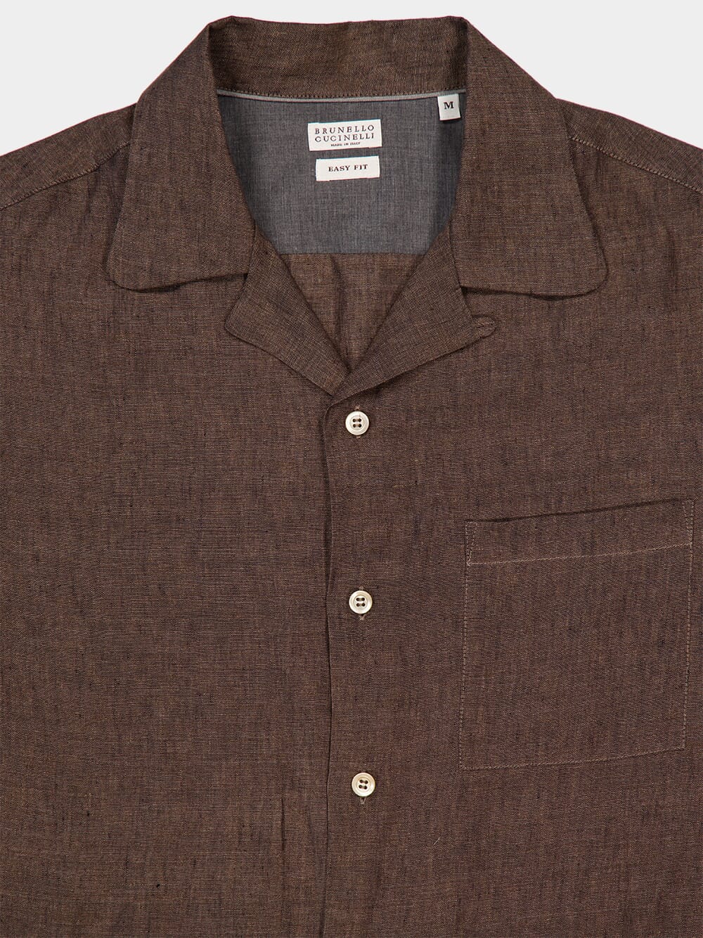 Brown Linen Button-Up Shirt