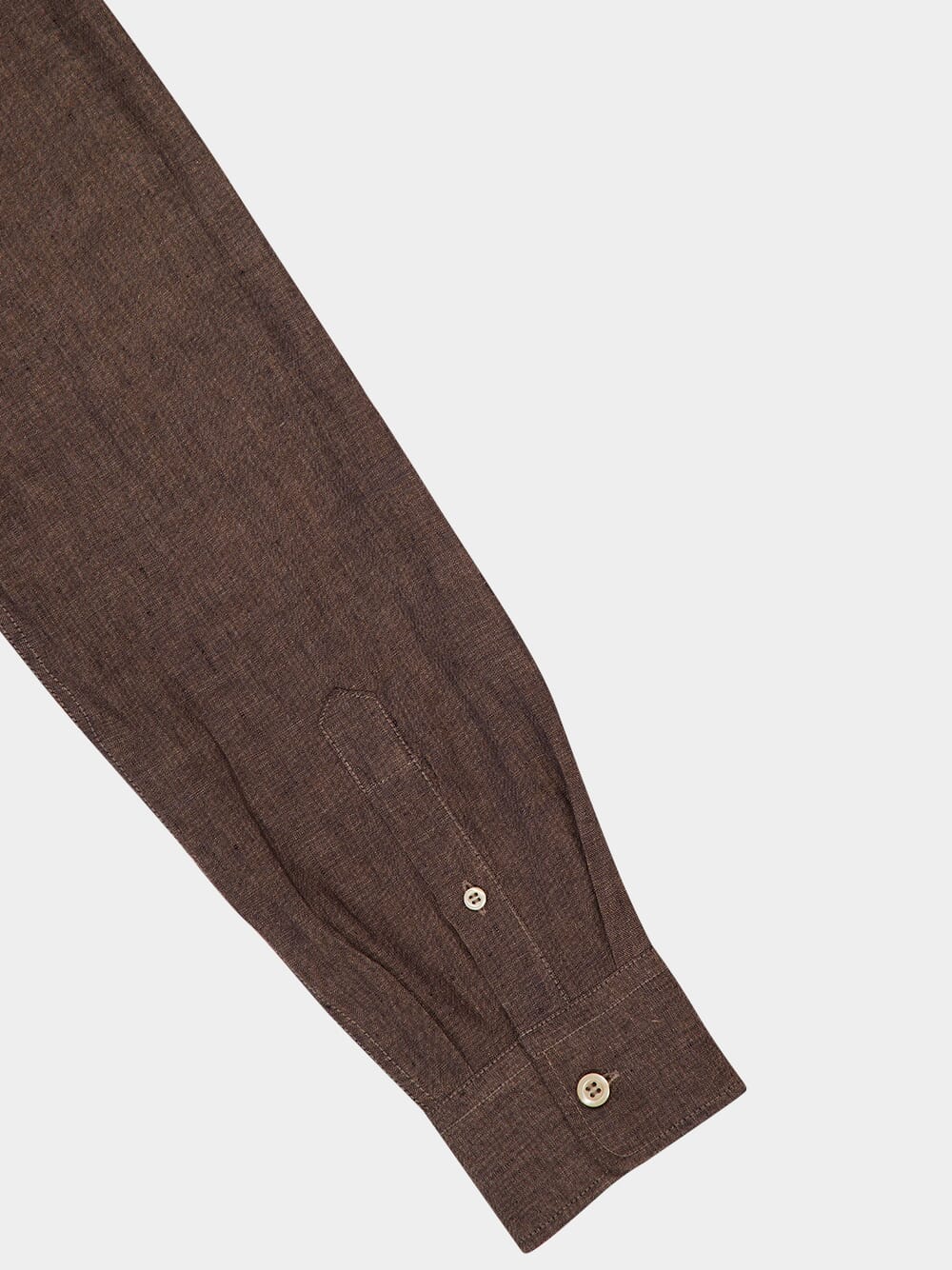 Brown Linen Button-Up Shirt