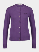 Miu Miu Slim-Fit Purple Cashmere Knit Cardigan
