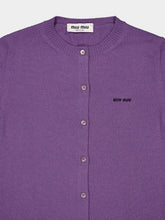 Miu Miu Slim-Fit Purple Cashmere Knit Cardigan