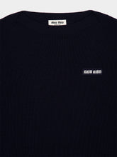 Miu Miu Navy Virgin Wool Crewneck Pullover