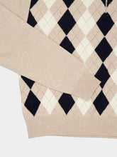 Miu Miu Beige Argyle Cashmere Polo Sweater
